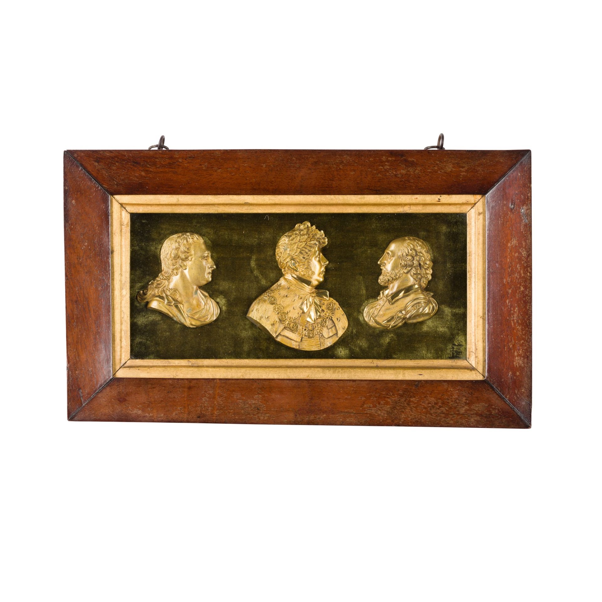 THREE FRAMED BRASS PROFILES 19TH CENTURY