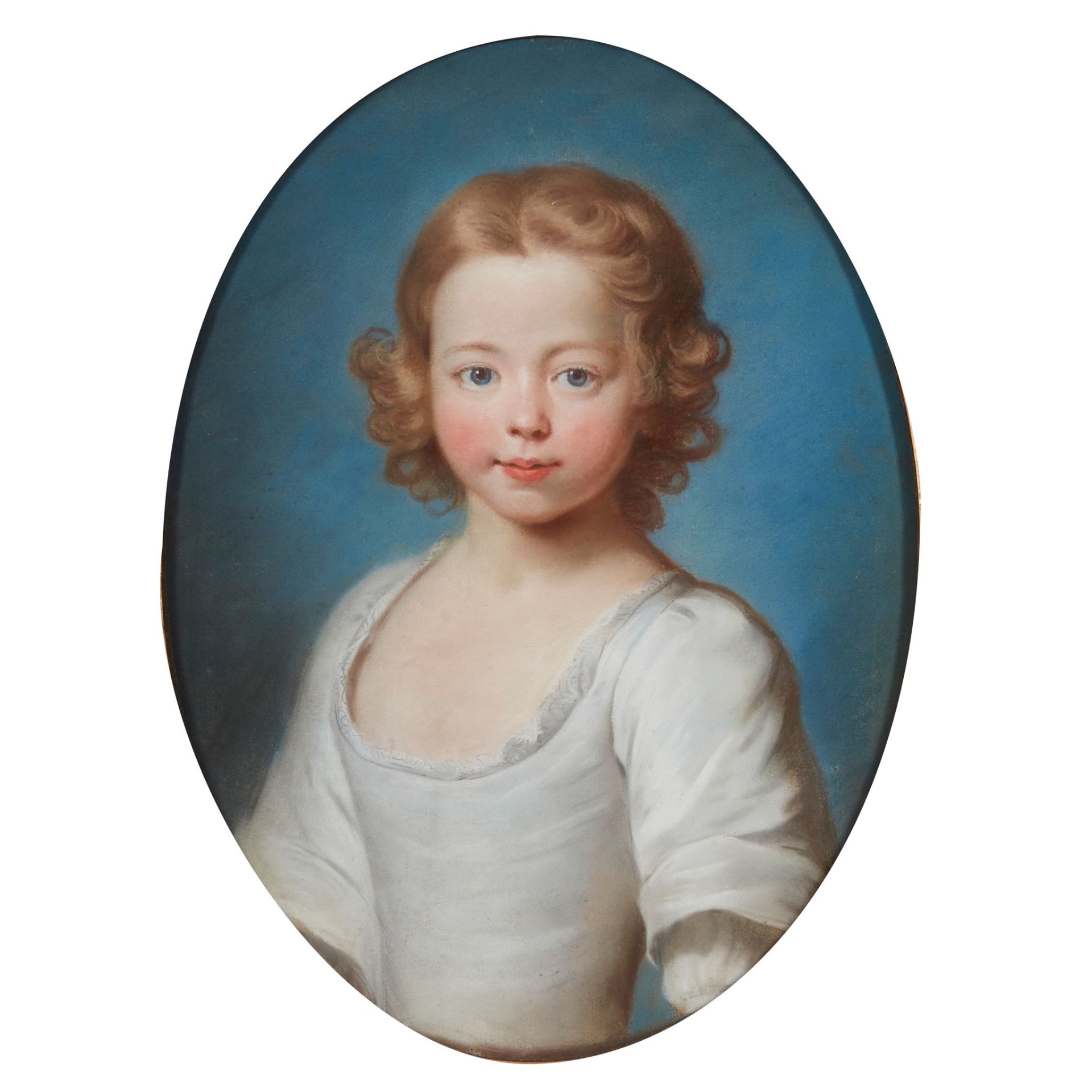 18TH CENTURY ENGLISH SCHOOL HALF LENGTH PORTRAIT OF A GIRL IN WHITE DRESS