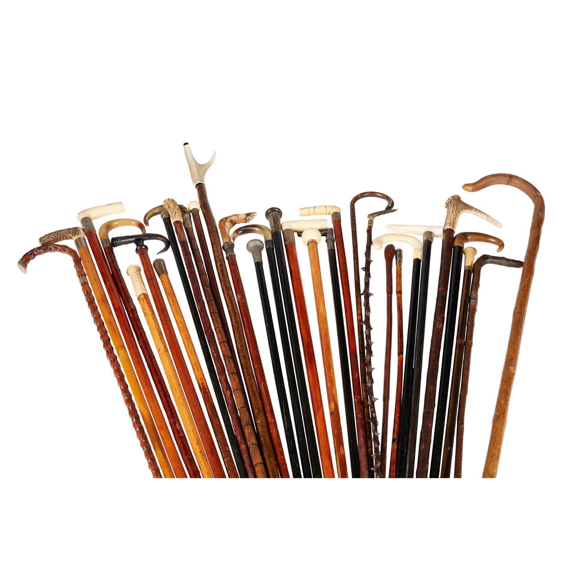 Y LARGE COLLECTION OF WALKING STICKS AND CANES LATE 19TH/EARLY 20TH CENTURY - Bild 2 aus 16