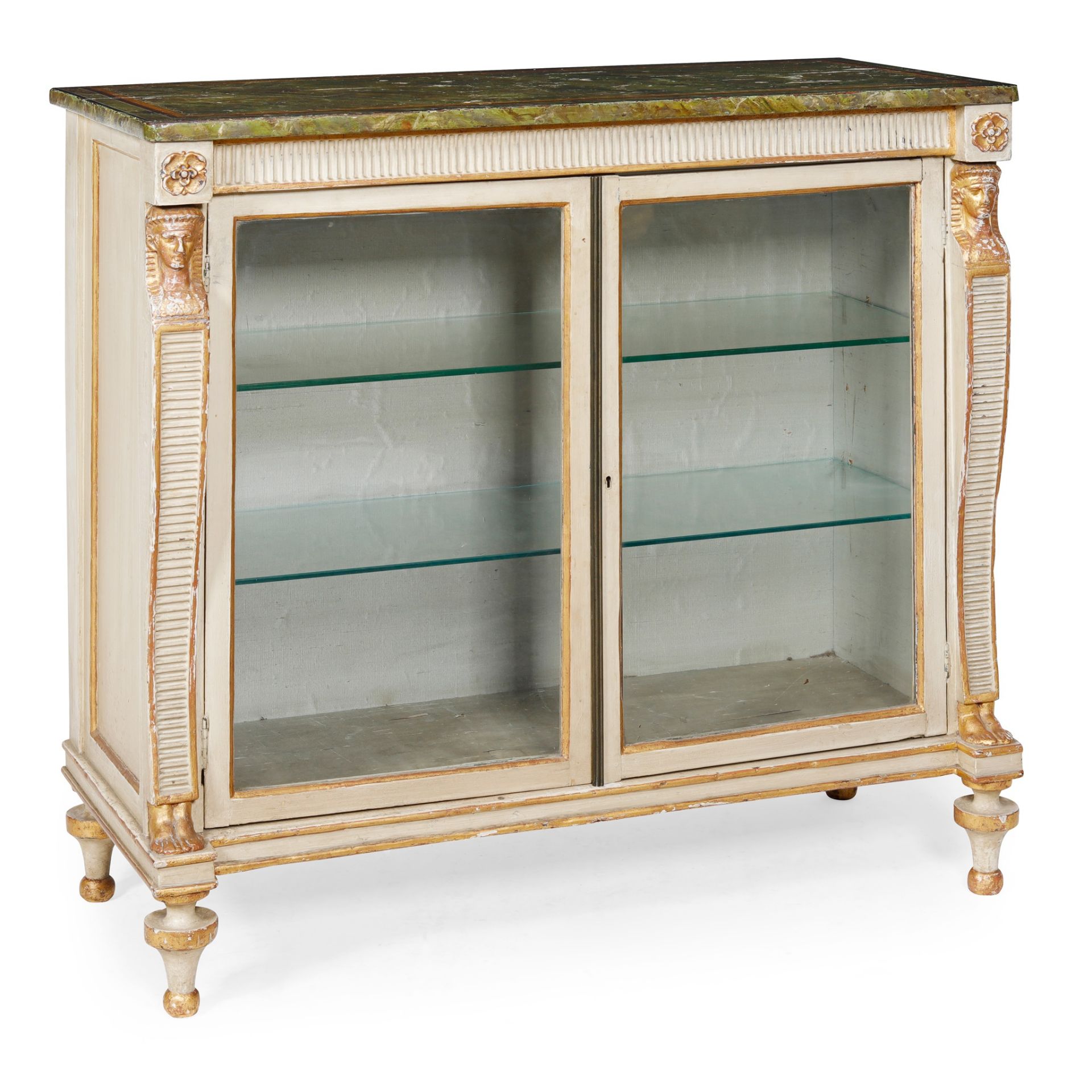 REGENCY CREAM PAINTED AND GILT WOOD SIDE CABINET EARLY 19TH CENTURY