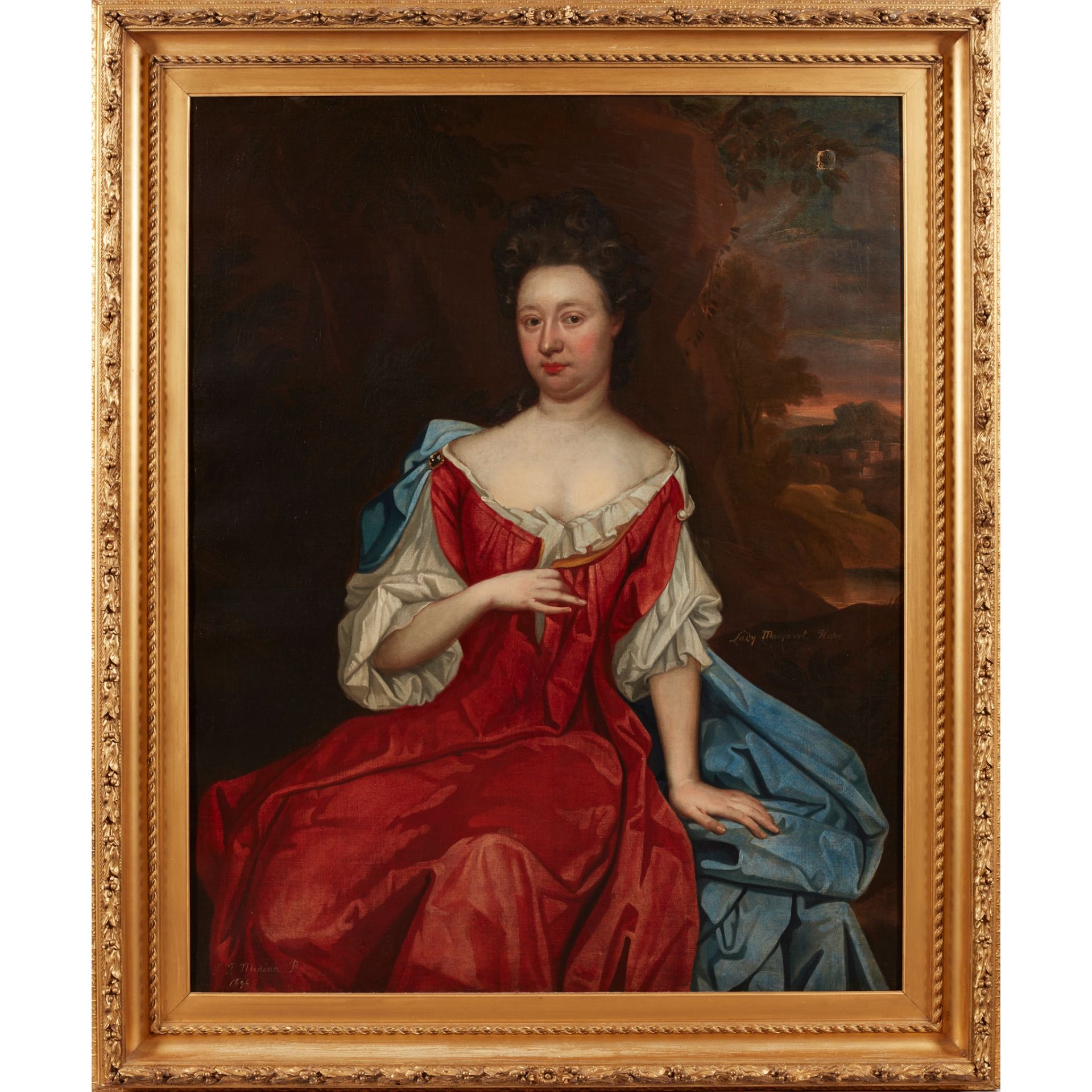 ATTRIBUTED TO SIR JOHN MEDINA THREE QUARTER LENGTH PORTRAIT OF LADY MARGARET HOPE - 1694 - Image 2 of 2