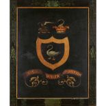 PAINTED WOOD ARMORIAL COACH PANEL 19TH CENTURY