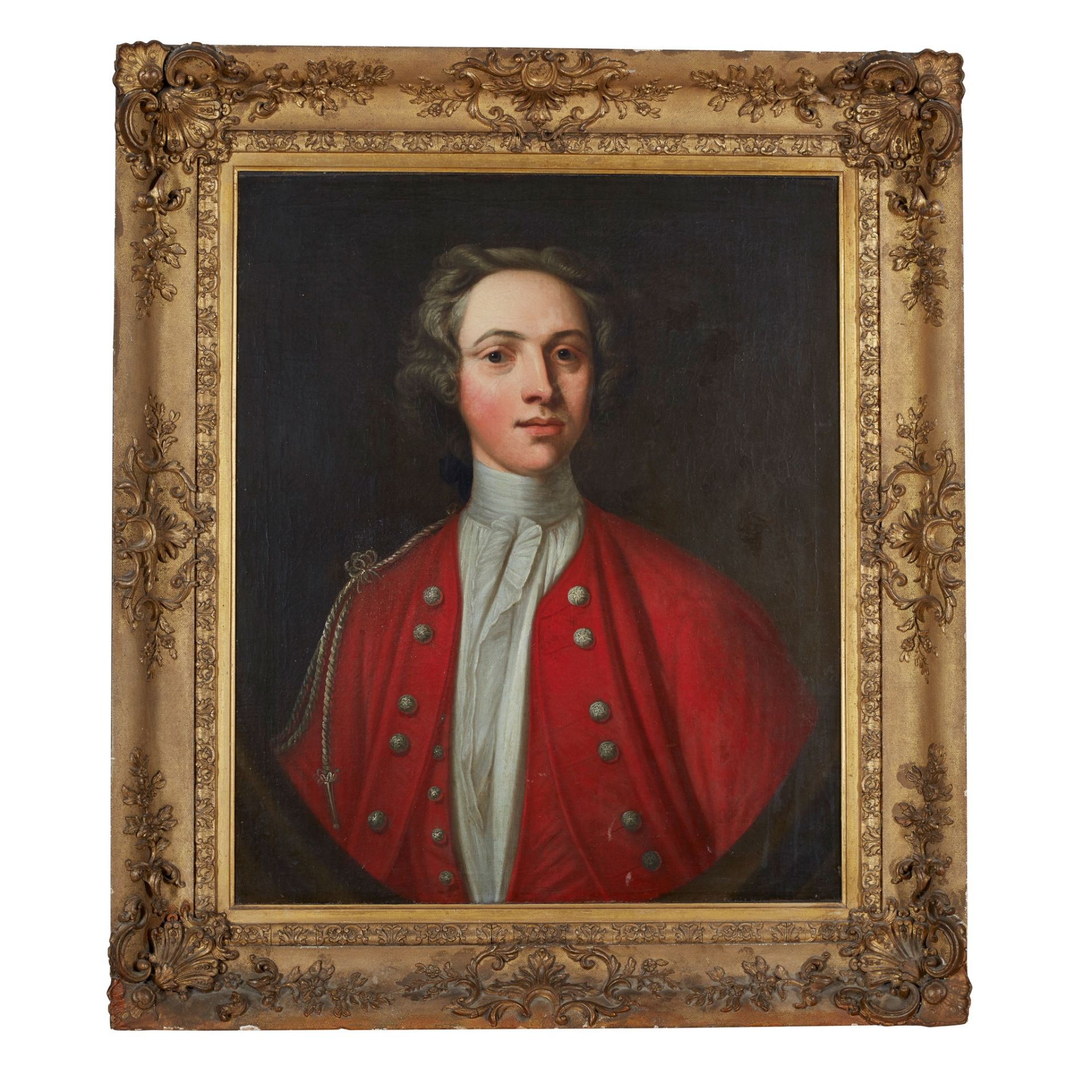 18TH CENTURY ENGLISH SCHOOL HALF LENGTH PORTRAIT OF A YOUNG MAN IN UNIFORM - Image 2 of 2