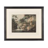 18TH CENTURY ENGLISH SCHOOL A RIVER LANDSCAPE WITH WATERMILL