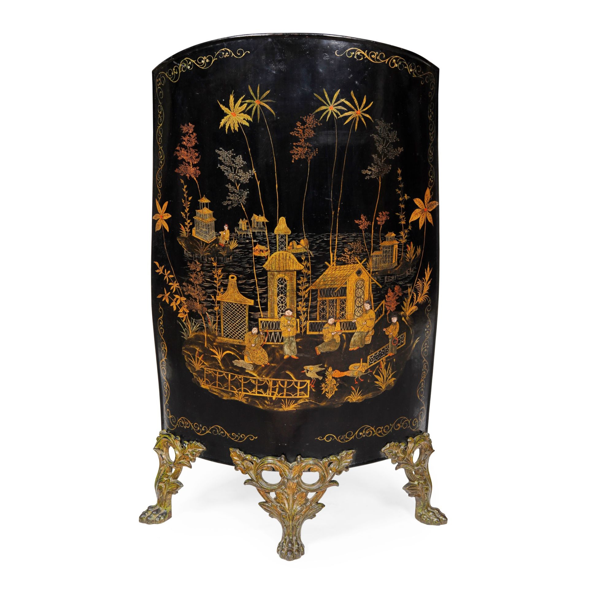 CHINOISERIE PAINTED TOLE FIREGUARD LATE 19TH CENTURY