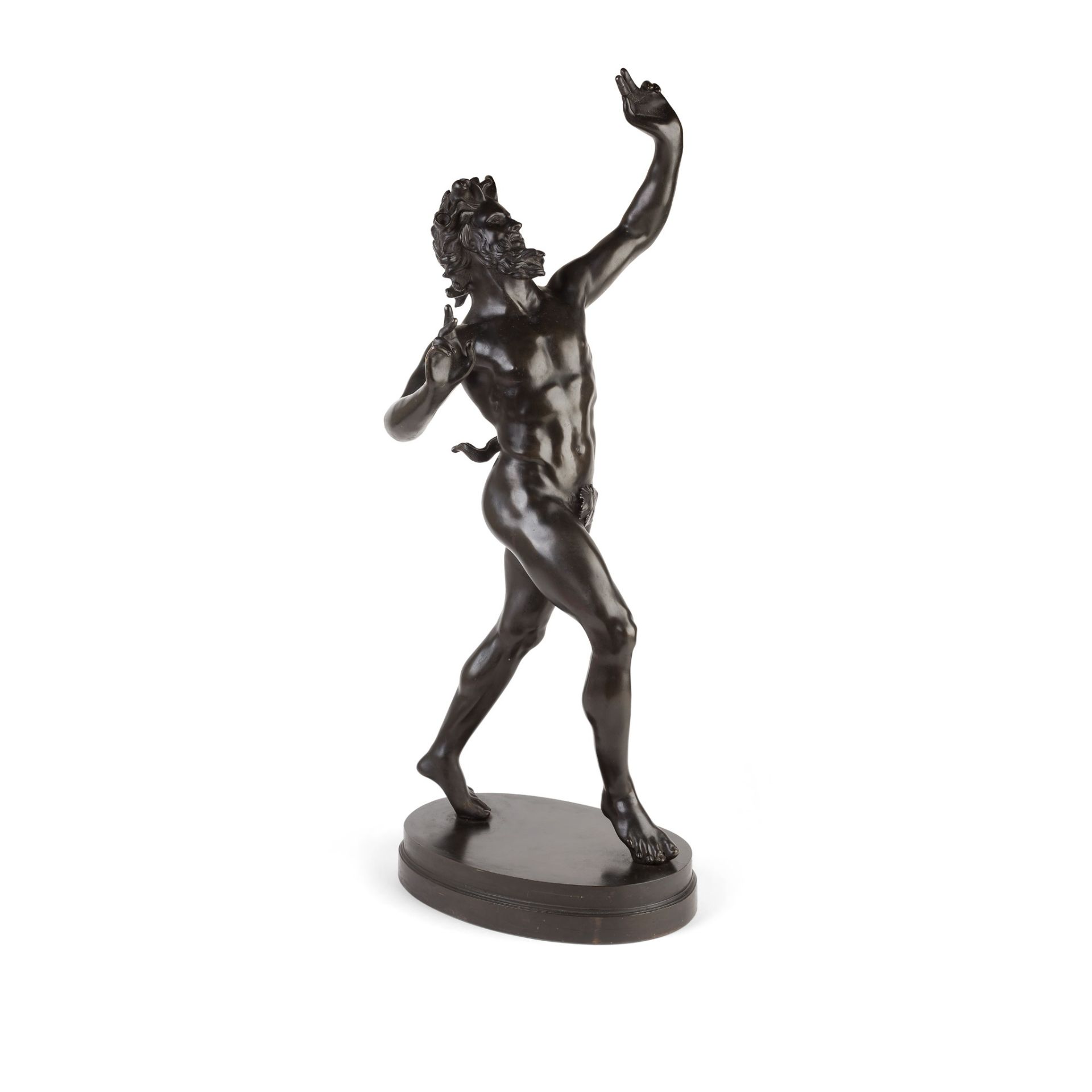 AFTER THE ANTIQUE, LARGE BRONZE FIGURE OF THE DANCING FAUN 19TH CENTURY