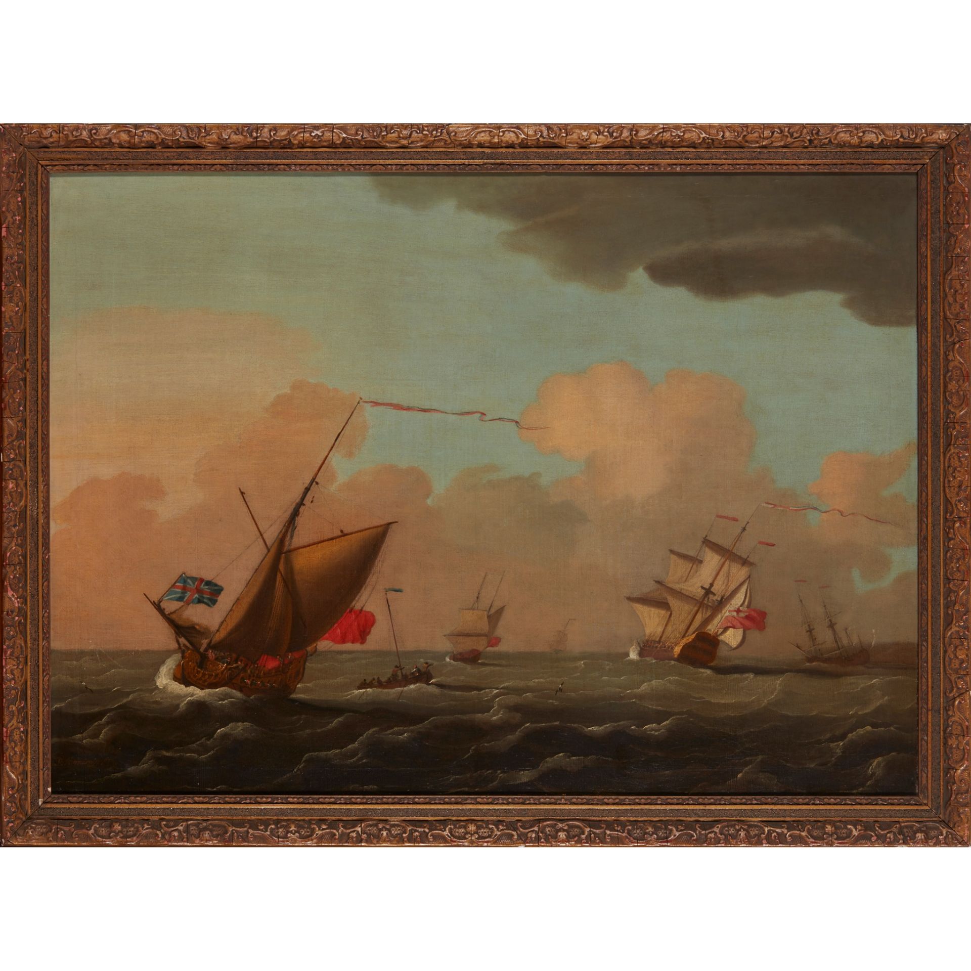 FOLLOWER OF PETER MONAMY BRITISH MEN OF WAR AND SAILING VESSELS OFF THE COAST - Image 2 of 2