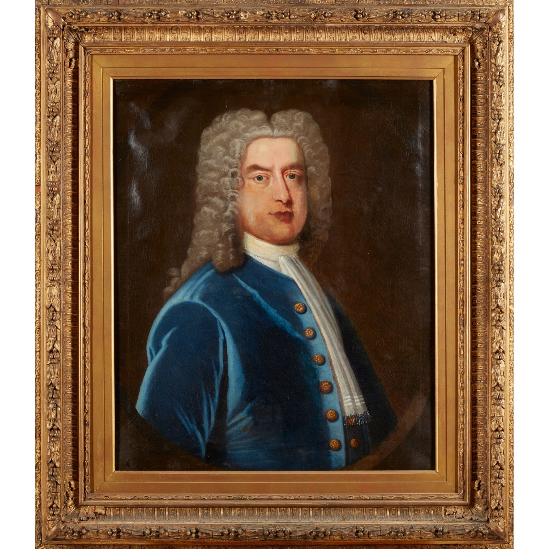 18TH CENTURY ENGLISH SCHOOL HALF-LENGTH PORTRAIT OF GENTLEMAN WITH A WIG - Image 2 of 2