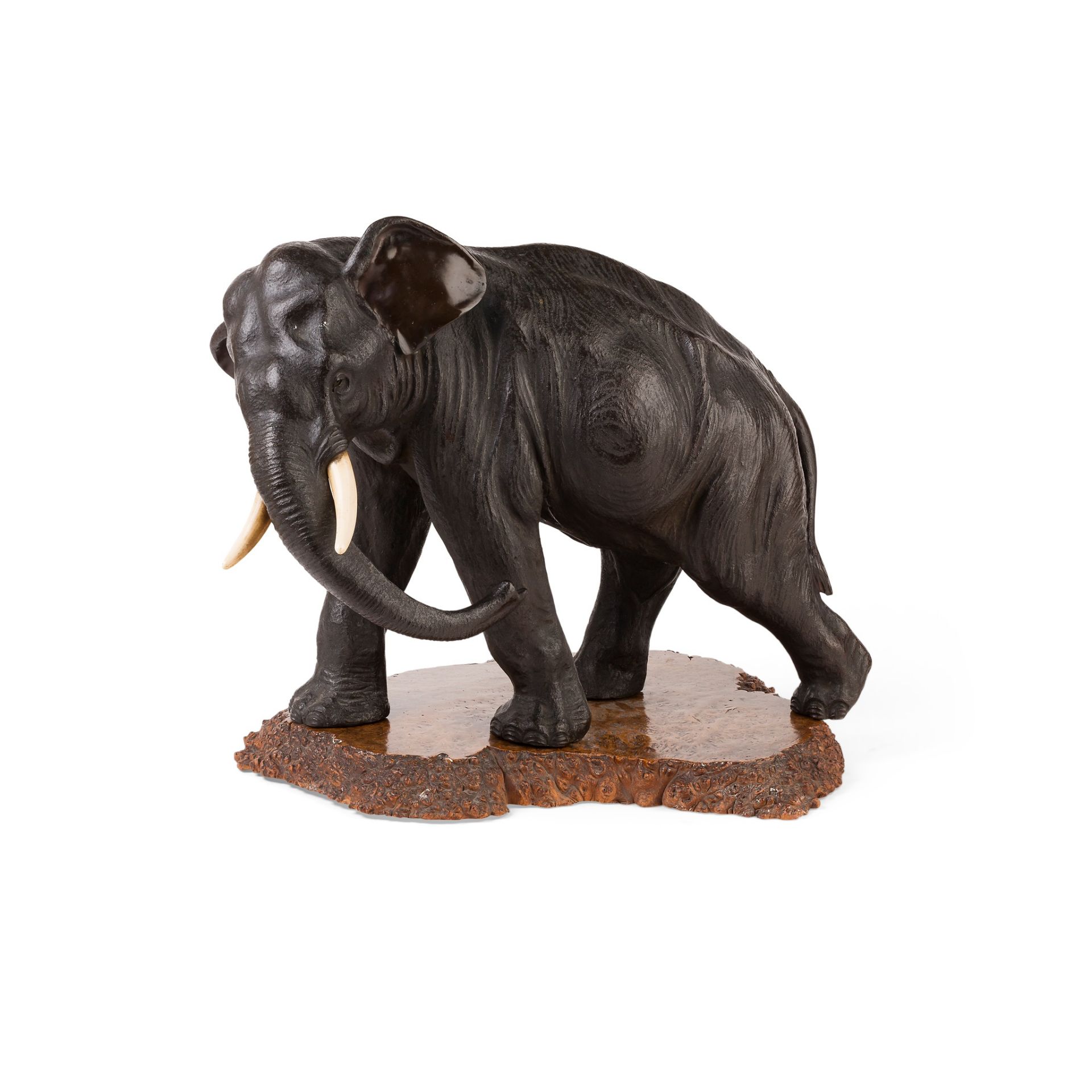 Y LARGE JAPANESE BRONZE AND IVORY FIGURE OF AN ELEPHANT MEIJI PERIOD, LATE 19TH CENTURY