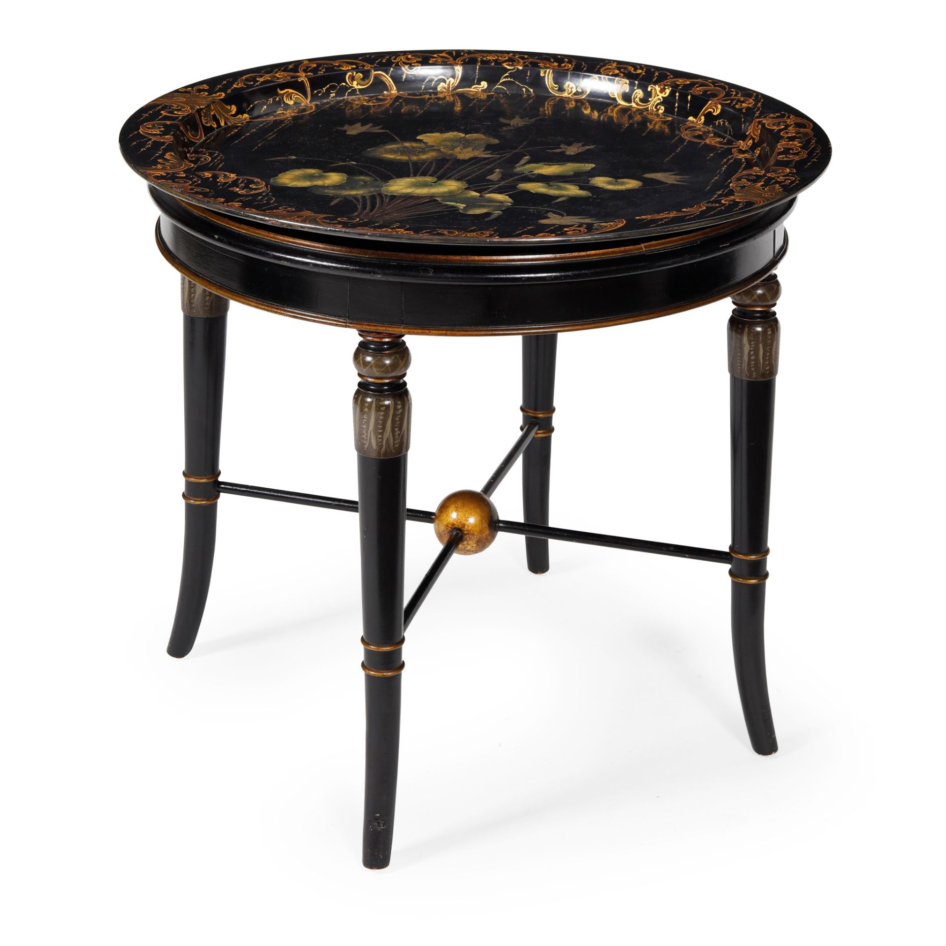 VICTORIAN PAPIER-MÂCHÉ CIRCULAR TRAY TABLE LATE 19TH CENTURY