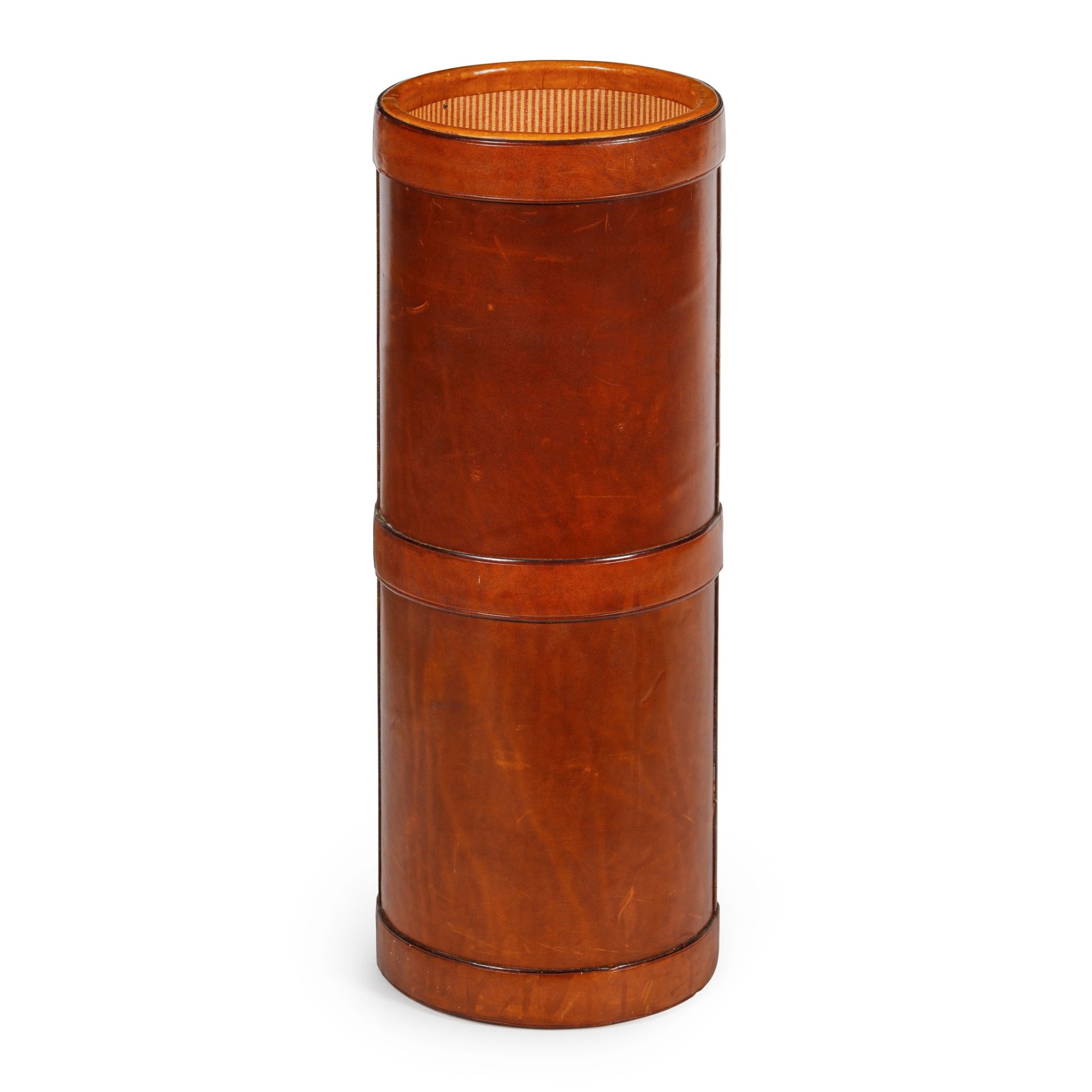 BROWN HIDE COVERED STICK STAND LATE 20TH CENTURY