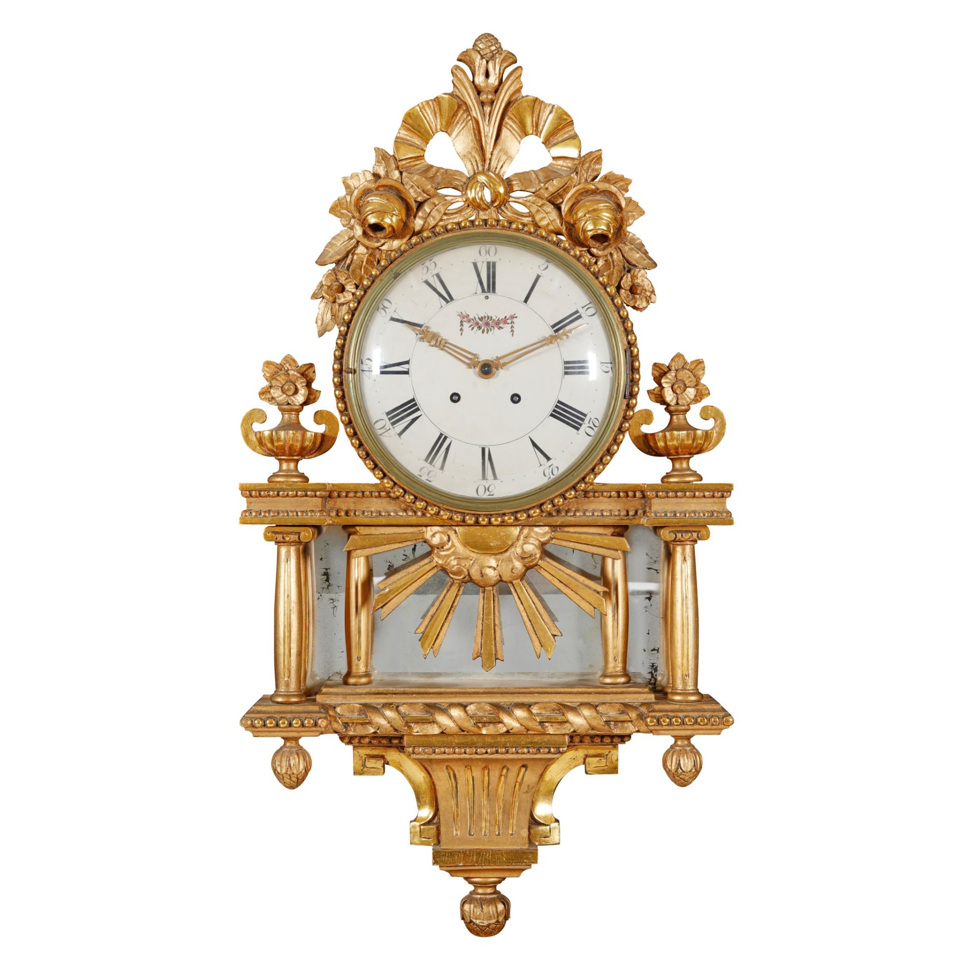 FRENCH GILT WOOD CARTEL WALL CLOCK 19TH CENTURY