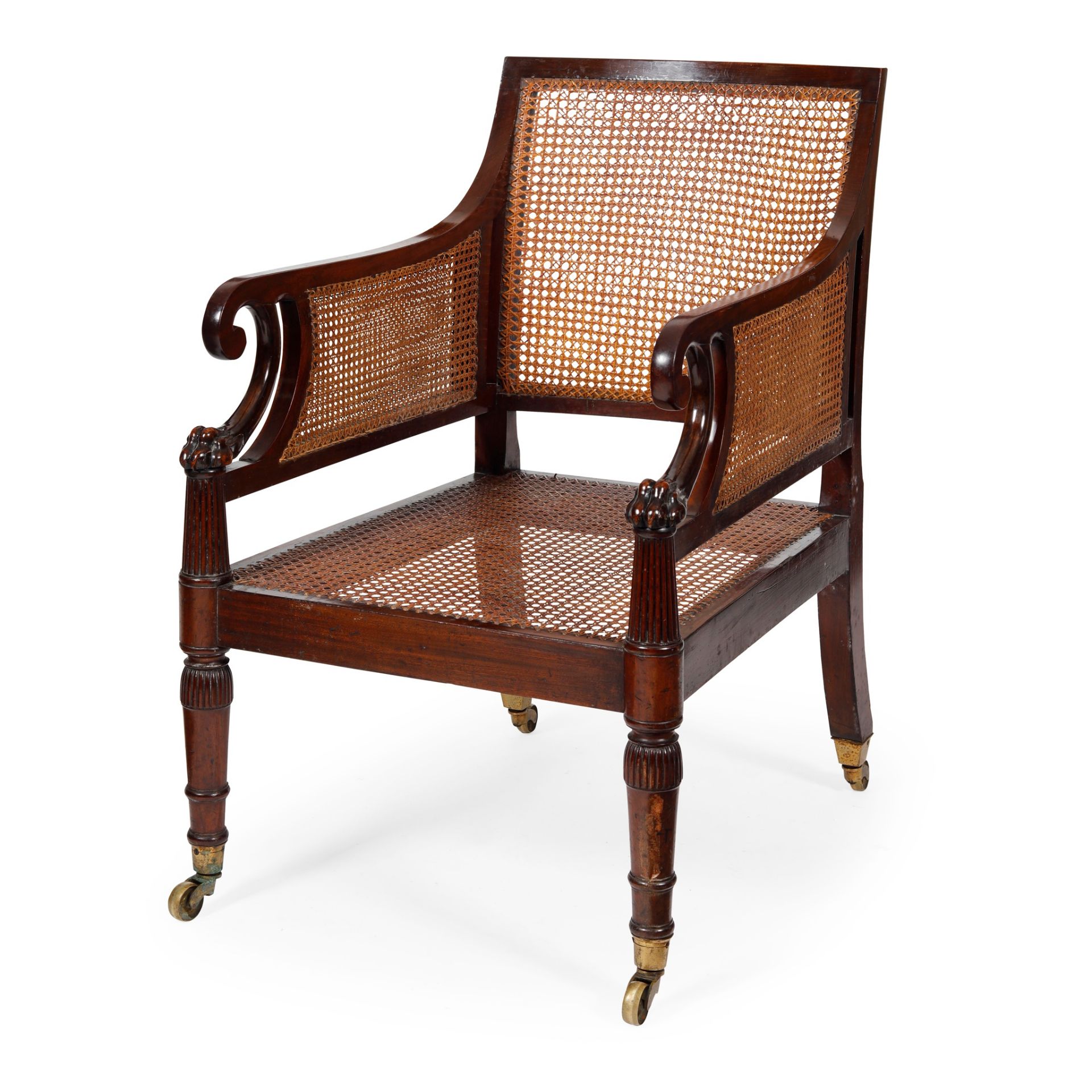 REGENCY MAHOGANY FRAMED BERGÈRE EARLY 19TH CENTURY - Image 2 of 2