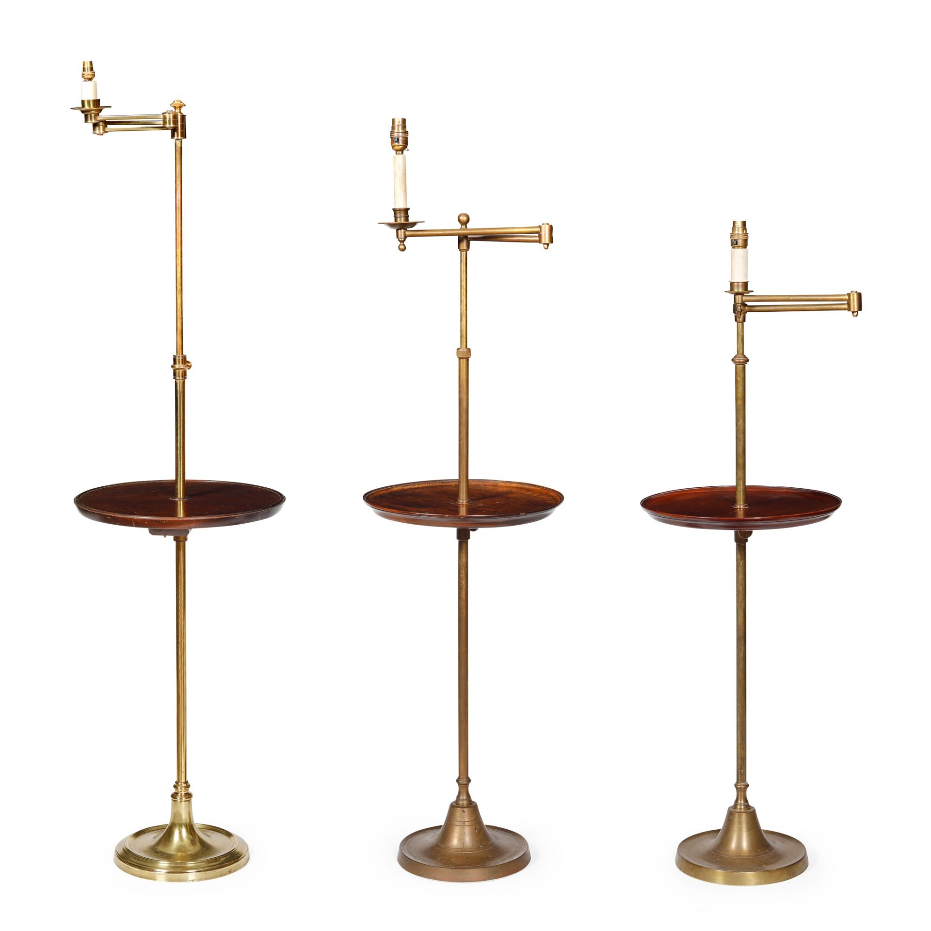 NEAR PAIR OF ADJUSTABLE BRASS FLOOR LAMPS LATE 19TH CENTURY - Image 3 of 3