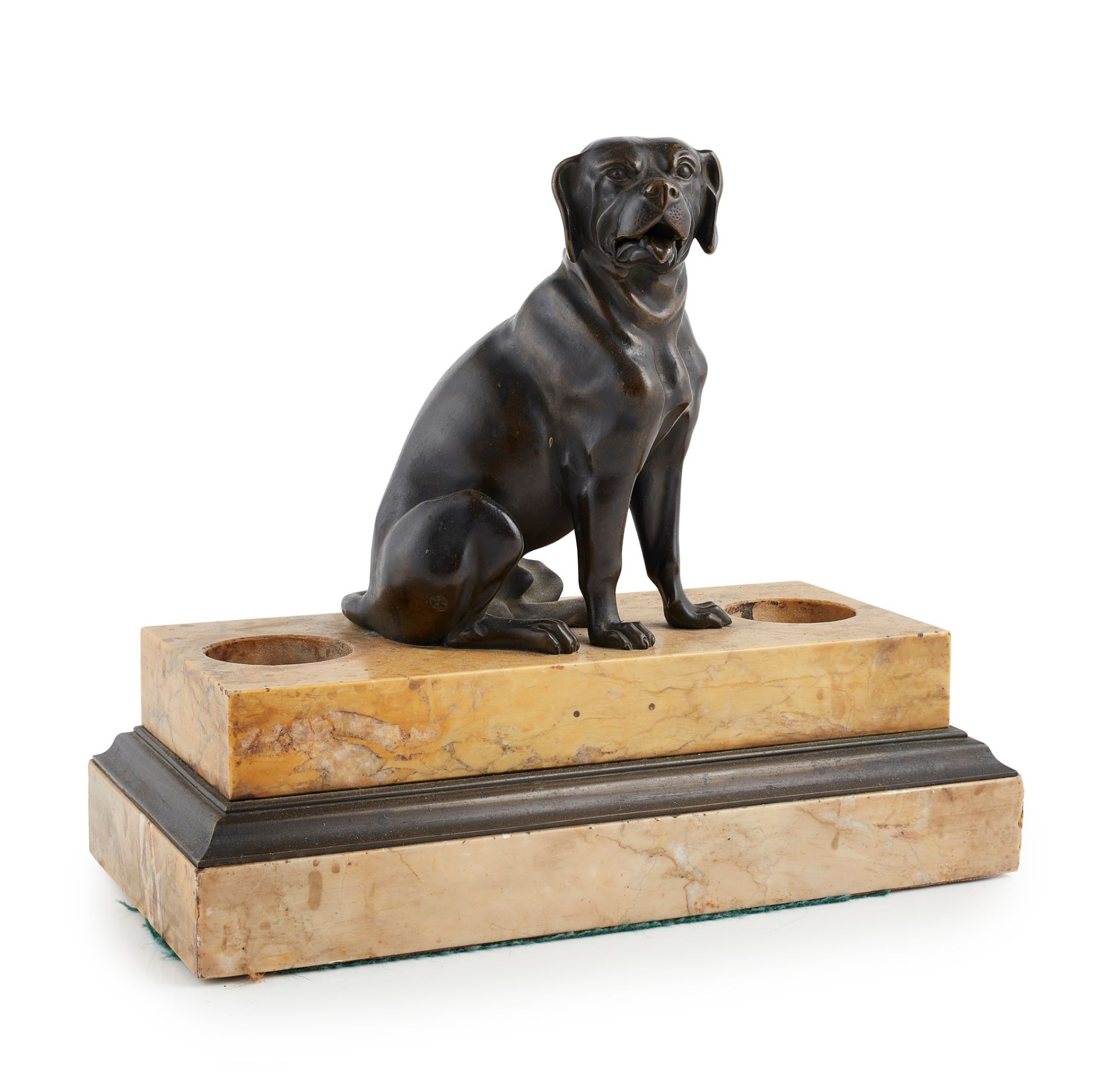 FRENCH PATINATED BRONZE BULLDOG DESK STAND LATE 19TH CENTURY