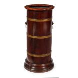 VICTORIAN MAHOGANY AND BRASS BOUND STICK STAND LATE 19TH CENTURY