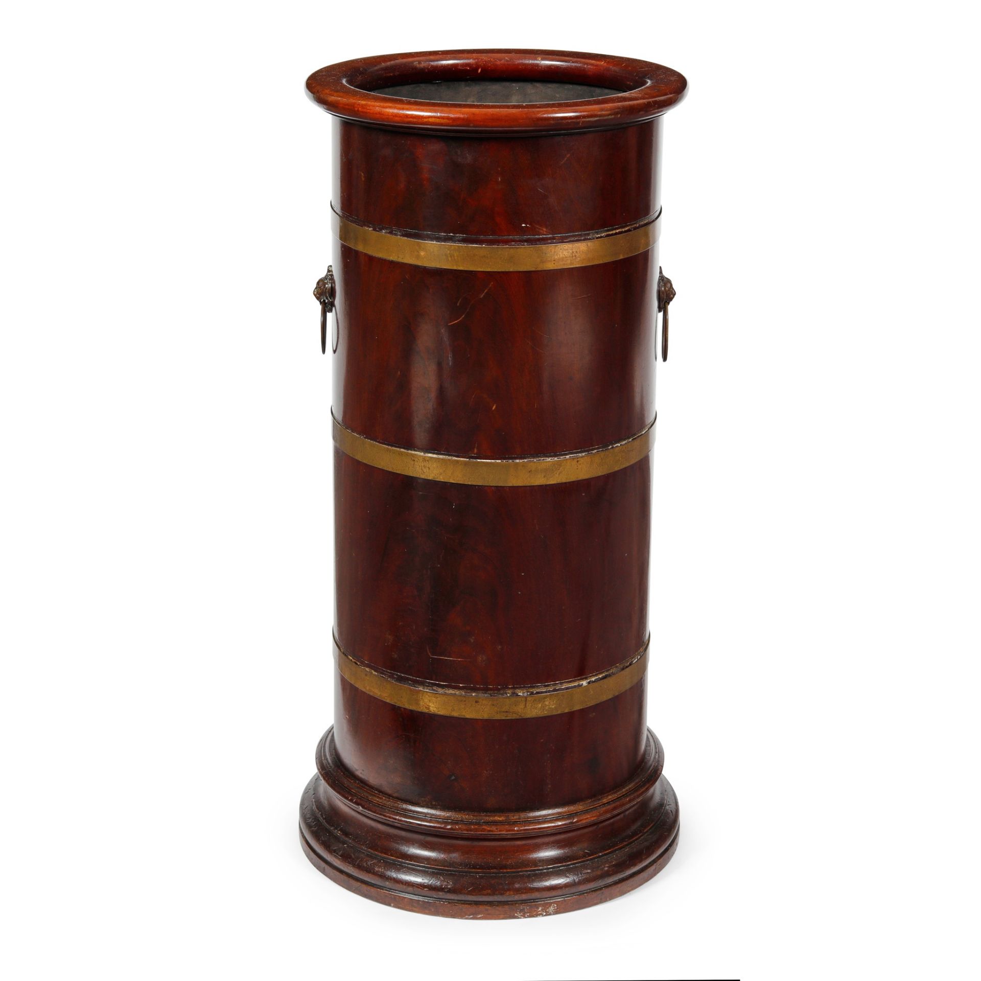VICTORIAN MAHOGANY AND BRASS BOUND STICK STAND LATE 19TH CENTURY