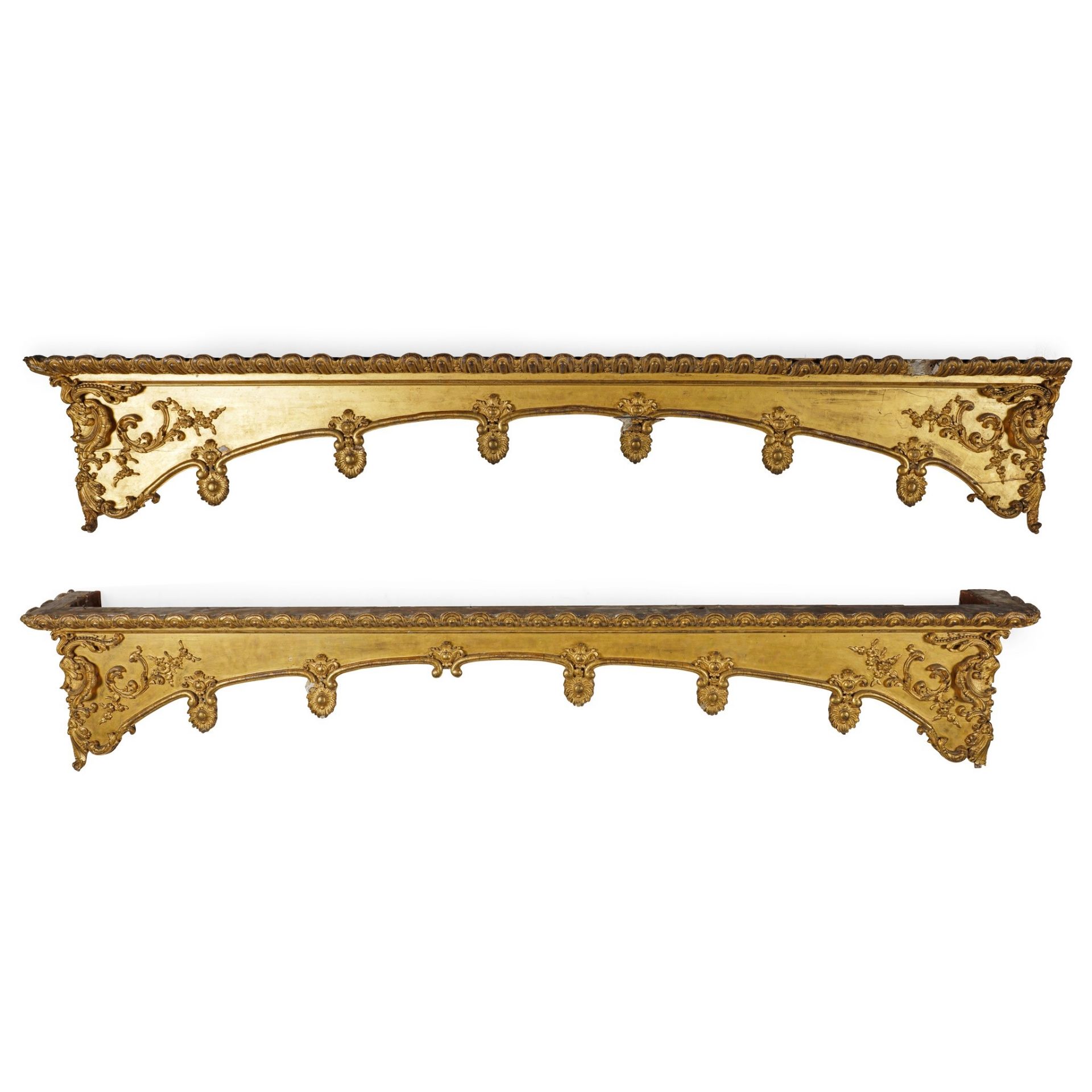 PAIR OF VICTORIAN GILT WOOD PELMETS LATE 19TH CENTURY