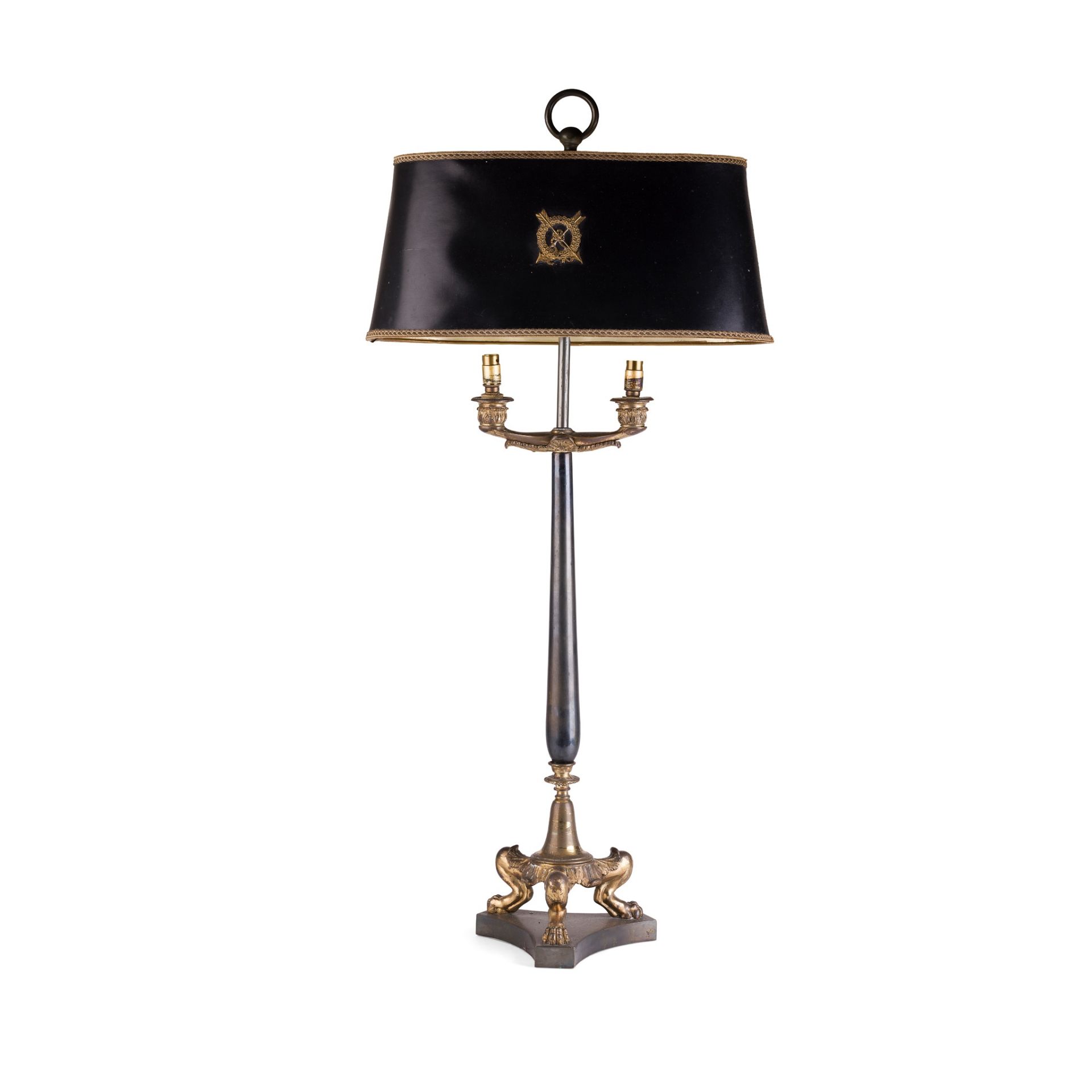 PAIR OF FRENCH PATINATED AND GILT BRONZE TABLE LAMPS 19TH CENTURY - Image 2 of 2