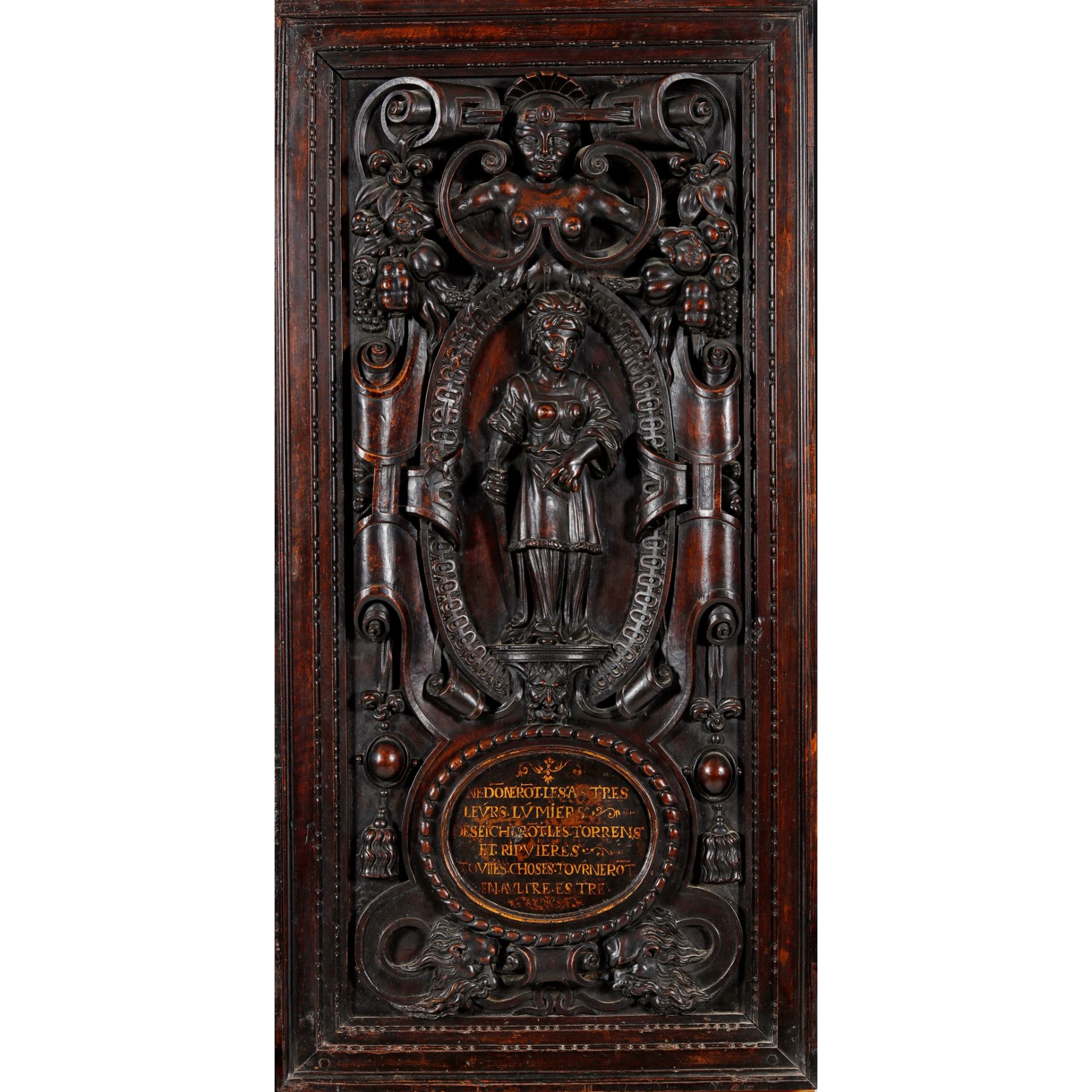 FRENCH CARVED MAHOGANY PANEL 19TH CENTURY