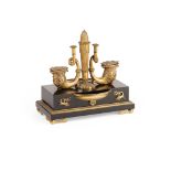 REGENCY GILT BRONZE AND BLACK MARBLE INKSTAND EARLY 19TH CENTURY