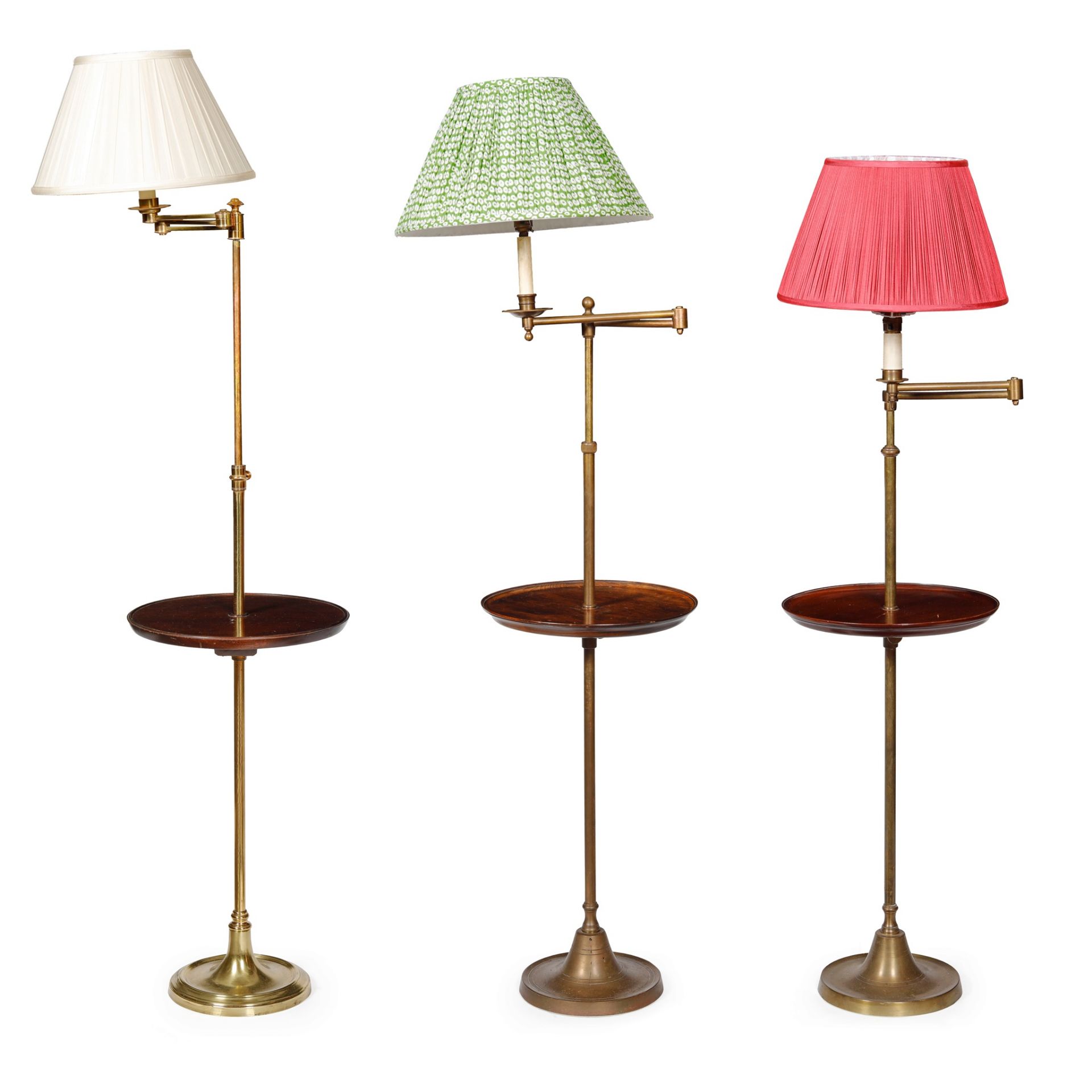 NEAR PAIR OF ADJUSTABLE BRASS FLOOR LAMPS LATE 19TH CENTURY - Image 2 of 3