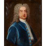 18TH CENTURY ENGLISH SCHOOL HALF-LENGTH PORTRAIT OF GENTLEMAN WITH A WIG