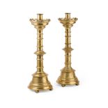 PAIR OF LARGE DUTCH BRASS CANDLESTICKS 19TH CENTURY