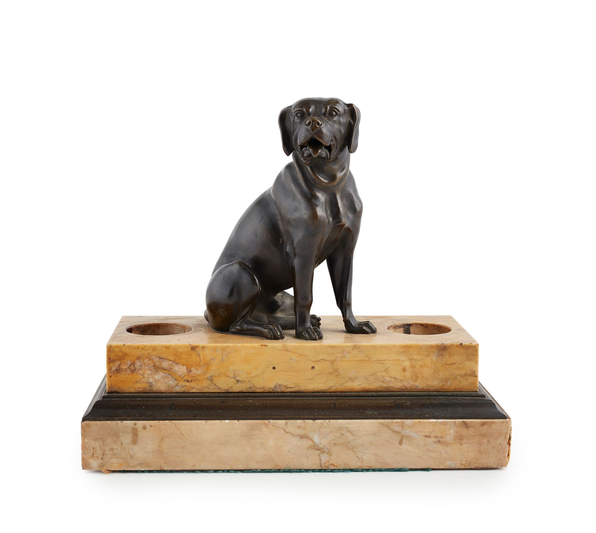 FRENCH PATINATED BRONZE BULLDOG DESK STAND LATE 19TH CENTURY - Image 2 of 2