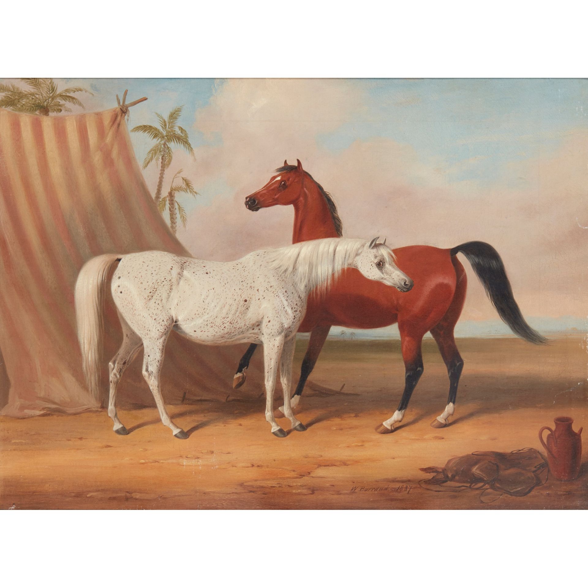 WILLIAM BARRAUD (BRITISH 1810-1850) STUDY OF TWO ARABIAN STALLIONS