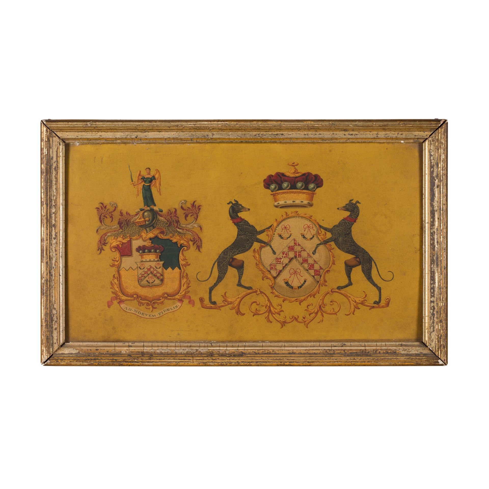 FOUR SMALL PAINTED WOOD ARMORIAL COACH PANELS 19TH CENTURY - Bild 3 aus 4