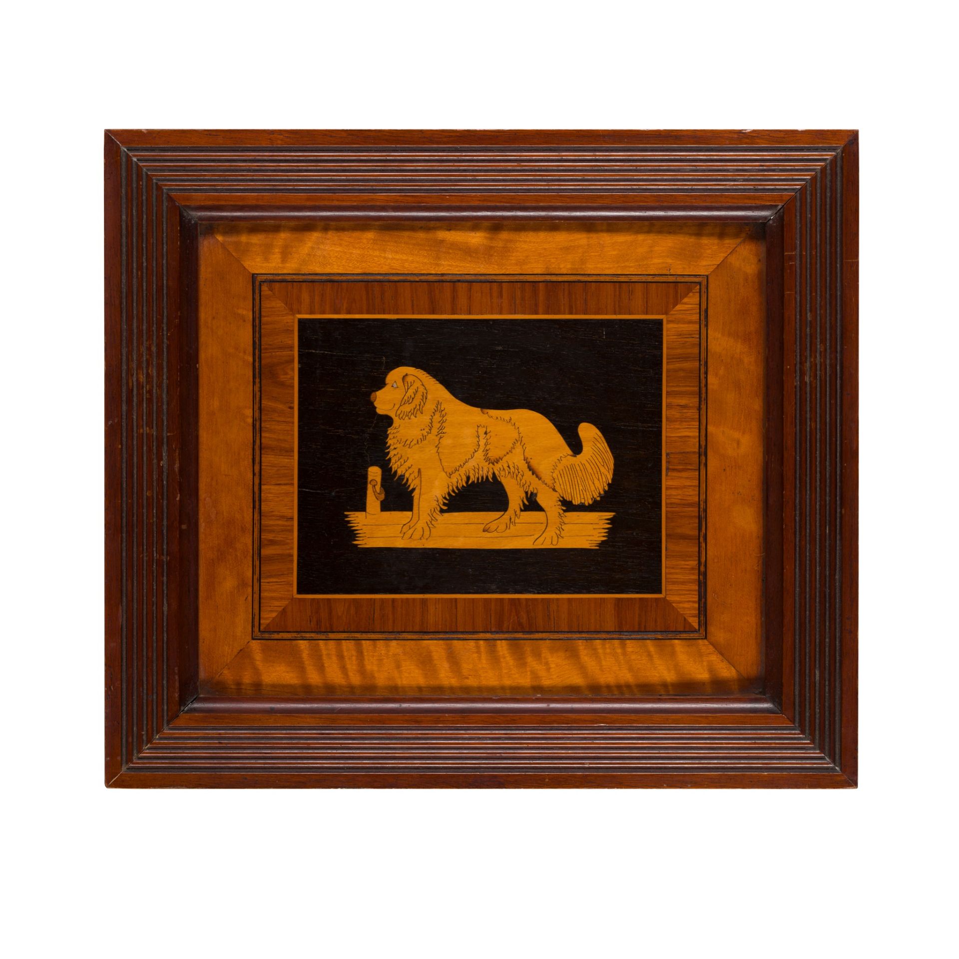 Y PAIR OF MARQUETRY DOG PANELS 19TH CENTURY - Image 2 of 2