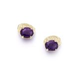 A PAIR OF AMETHYST EARRINGS, BY JOHN DONALD, 1973