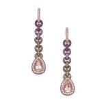 A PAIR OF MORGANITE AND GEM-SET EARRINGS