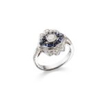 A SAPPHIRE AND DIAMOND DRESS RING