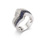 A SAPPHIRE AND DIAMOND DRESS RING