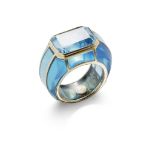 A BLUE TOPAZ AND PASTE DRESS RING