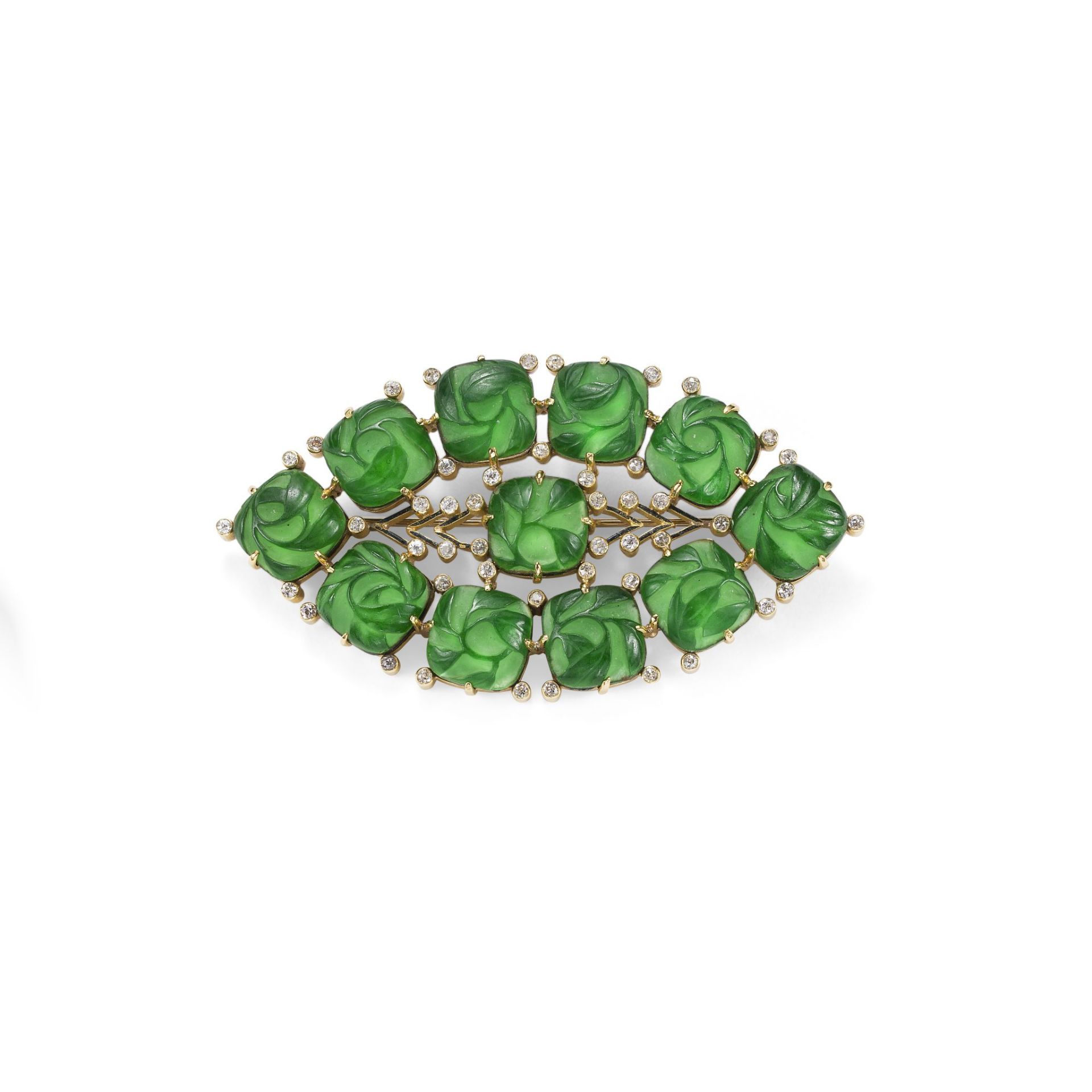 A GLASS, ENAMEL AND DIAMOND BRACELET, BROOCH AND EARRING SUITE, BY LALIQUE, CIRCA 1905-10 - Bild 2 aus 4