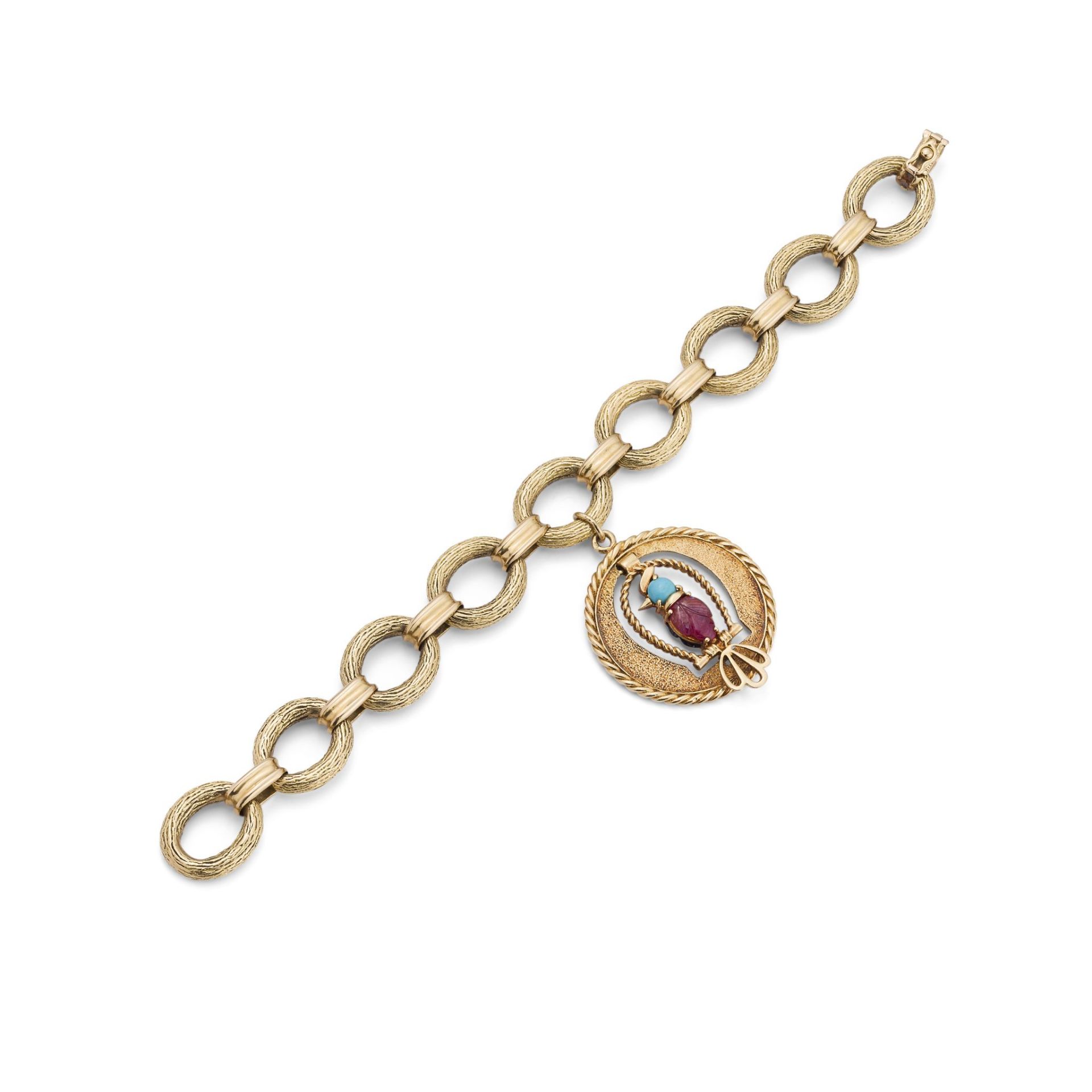 A BRACELET, BY MELLERIO WITH A GEM-SET PENDANT, CIRCA 1950S