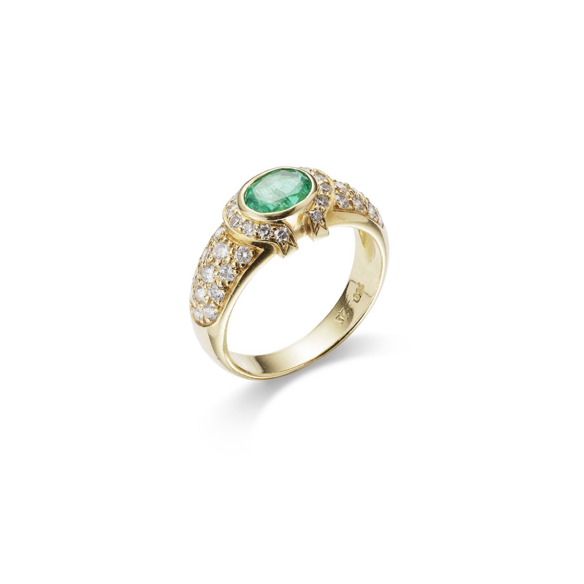 AN EMERALD AND DIAMOND RING