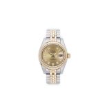 A LADY'S BI-METALLIC OYSTER PERPETUAL DATEJUST WRISTWATCH, BY ROLEX