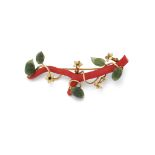 Y A NEPHRITE AND CORAL BRANCH BROOCH, BY JOHN DONALD, 1980