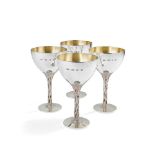 § Christopher Lawrence (British 1936-) Set of four wine goblets, 1973