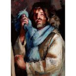 § Robert O. Lenkiewicz (British 1941-2002) Self-Portrait with Blue Scarf