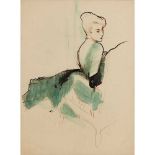 § René Bouché (French 1906-1963) Lady in green chiffon dress
