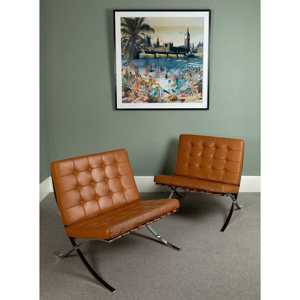Ludwig Mies Van Der Rohe (German, 1886-1969) for Alivar Pair of Barcelona Chairs - Image 2 of 2