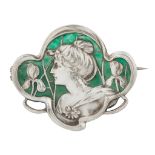 MEYLE & MAYER JUGENDSTIL PLIQUE A JOUR ENAMELLED BROOCH, CIRCA 1900