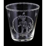 MICHAEL POWOLNY (1871-1854) FOR J & L LOBMEYR, VIENNA SECESSIONIST ENGRAVED GLASS TUMBLER, CIRCA