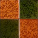 MAW & CO., BROSELEY, SHROPSHIRE FOUR AESTHETIC MOVEMENT FRAMED WALL TILES, CIRCA 1880