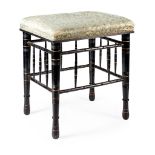 MANNER OF E.W. GODWIN AESTHETIC MOVEMENT EBONISED STOOL, CIRCA 1880